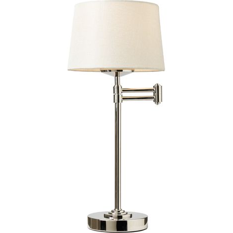 Litecraft Saffron Swing Arm Table Lamp With Ivory Fabric Shade - Polished Nickel (1/5)