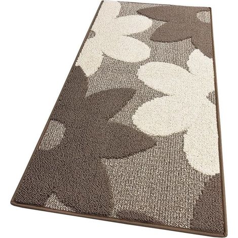 Tapis de Cuisine Fleurs 3D Doux Bordé Moderne Coureur Antidérapant Beige - 57x180 cm (1/4)