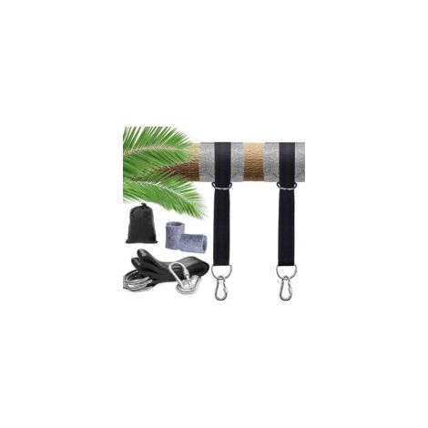 Lot de 2 Kit Hamac Ultra Résistant aux Sangles Lourde Suspension 150cm avec D-Ring,Deux Crochets Mousquetons, Charge Max 500kg,Sangles Terylene 100% Non,Extensible, Adapté aux Hamac,