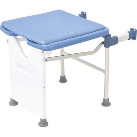 FLITI Bathroom Shower Stool, Wall-Mounted Folding Bath Seat, Foldable Shower Chair, Bathing Aid Bench for Seniors with Aluminum Frame and Support Legs (1/4)