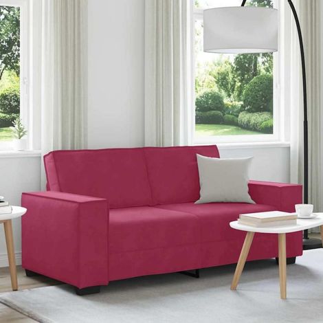 2-Sitzer Sofa 140 cm Weinrot Samt mit breiten Armlehnen (1/5)