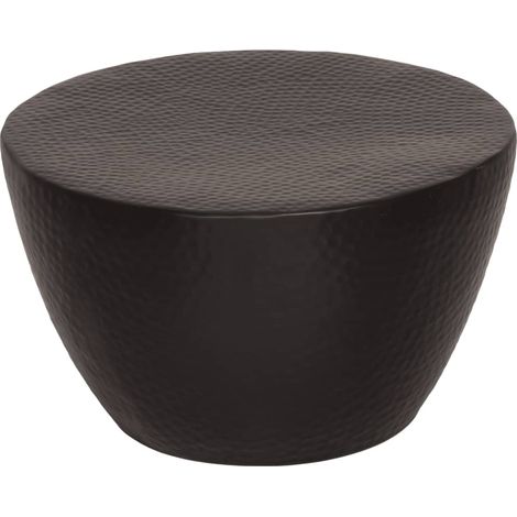 Tavolino da Salotto in Alluminio Martellato Ø 50x30 cm Nero vidaXL