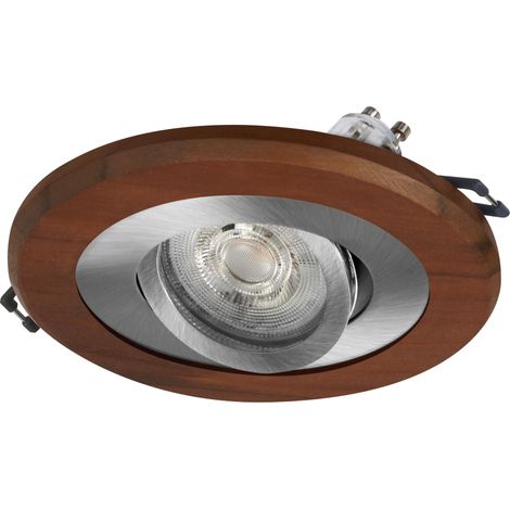 Spot LED Wood GU10 Dark 4,5 W, nickel satiné, aspect bois, aluminium, combinaison de matériaux naturels, lot de 3 (1/5)