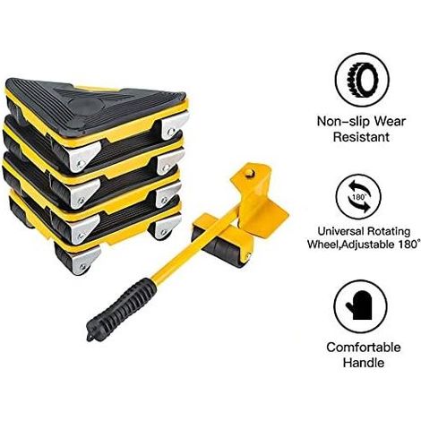 Patins glisseurs Deplace Meuble a Roulette,Kit de Deplace Meuble Lourd,Patins Rotatifs à 360 Degrés,Lot de 5 Patins de Déplacement pour Meubles Lourds,Charge Maximale : 300 kg GROOFOO (1/4)