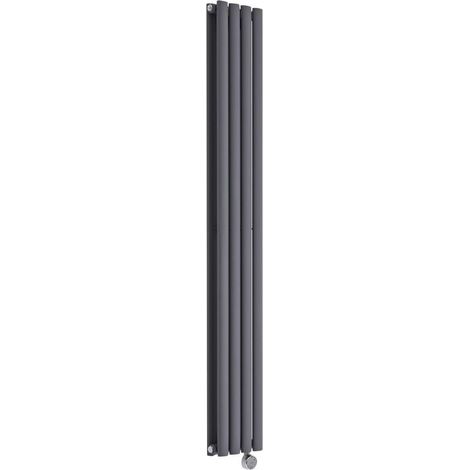 Milano Aruba Electric - Anthracite Vertical Column Double Oval Panel Radiator - 1600mm x 236mm (1/5)