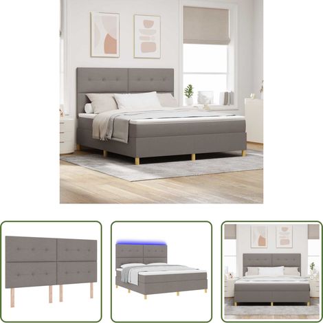 Lits LED - Lit à ressort LED avec matelas Taupe 180 x 200 cm tissu (1/5)