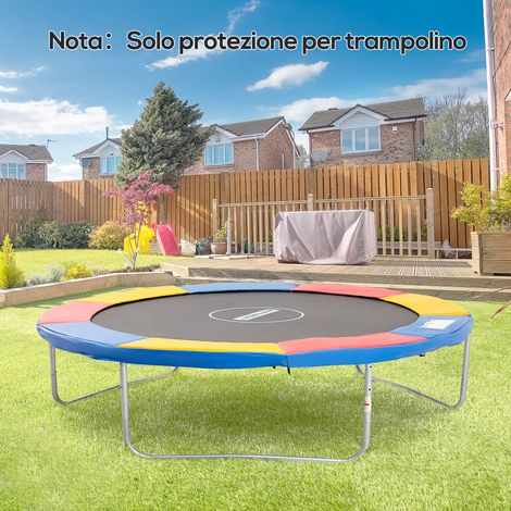 Housse pliable et portable pour trampoline Ø305x1,5 cm - rouge - mousse - protection pour trampoline de jardin en plastique - bleu et jaune