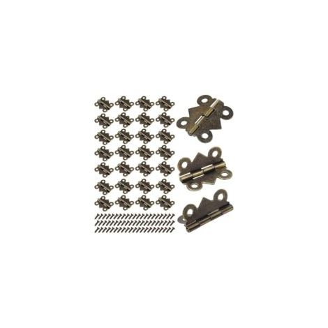 50 minibisagras pequeñas, bisagras plegables tipo mariposa de 25 x 20 mm, minibisagras en bronce antiguo para muebles del hogar - Crezuo (1/4)