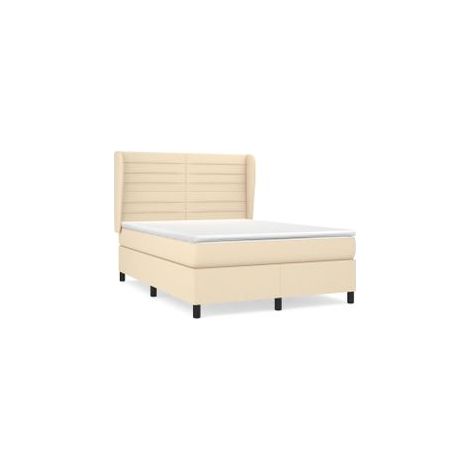 Sommier à lattes de lit avec matelas Crème 140x200 Tissu (1/5)