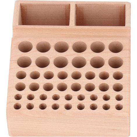 Support Organisateur Outils Couture Cuir en Hêtre avec 46 Alvéoles et Rainures pour Rangements Emporte-Piece Perforatrice (1/5)