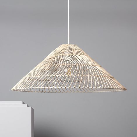 Ledkia – Suspension en rotin naturel Keops – Compatible ampoules E27 – Design méditerranéen pour salle à manger et bureau – Finitions de qualité (1/5)