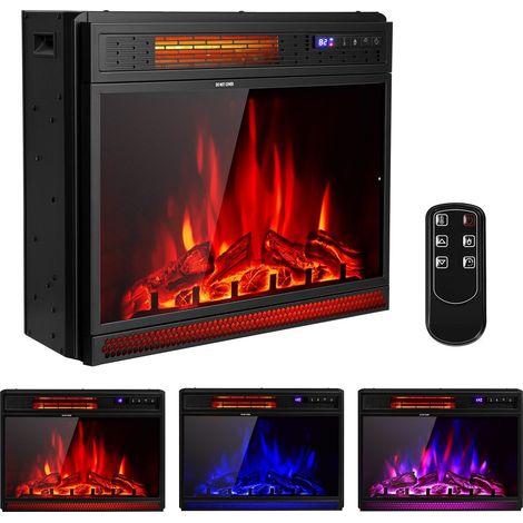 COSTWAY 25’’ Electric Fireplace Insert 1800W Recessed Electric Heater W/ 3 Colors Light (1/5)