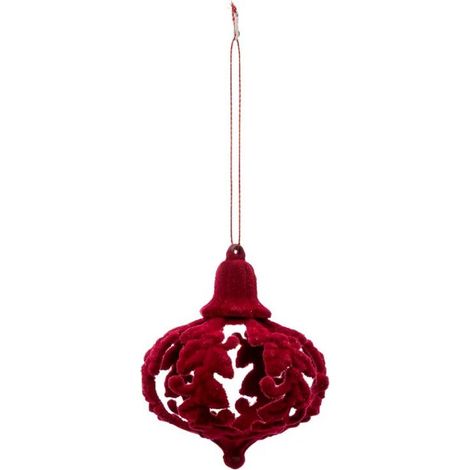 Paris Prix - Sujet De Noël feuille Baroque 9cm Rouge