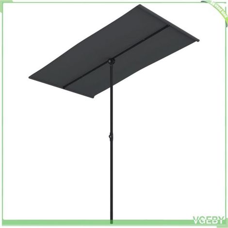 Parasol de jardin - FAFEICY - 47334 - 180 x 110 cm - Mât aluminium - Pivot 180° - Noir (1/5)