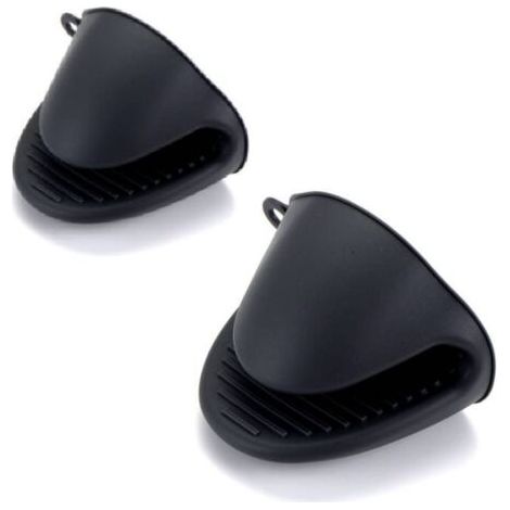 Mini gants pour friteuse à air - 2 paires de gants en silicone - Maniques résistantes à la chaleur pour la cuisine, les grillades et le barbecue - Taille unique avec protections pour grilles de four (1/5)