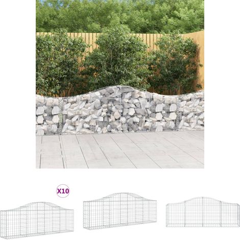 Maison Exclusive - Gabionen mit Hochbogen 10 Stk. 200x30x60/80 cm Verzinktes (1/5)