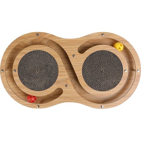 Aire de Jeux pour Chat Jouet Interactif pour Chat Griffoir en Carton Ondulé pour Chat Balles à Chasser pour Chat Aire de Jeux
