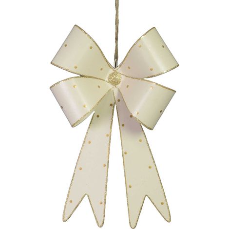 Fiocco metallo pois oro bianco cm16x4x25