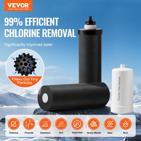 Système de Filtration d'Eau par Gravité 7,5 L, Filtre à Eau par Gravité Réduction du Plomb et jusqu'à 99 % du Chlore, Inox 304, avec 2 Filtres à Charbon Actif, 2 Filtres de Défluoration, Robinet (1/5)