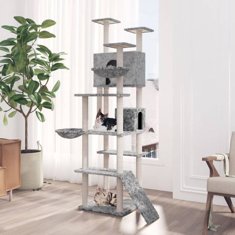 Arbre à chat avec griffoirs Cadre d'escalade de Chat en sisal Gris clair 191 cm 96700 (1/5)