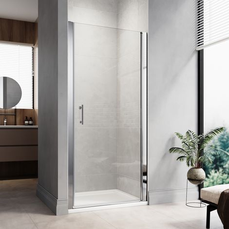 ELEGANT 800mm Frameless Pivot Shower Door 6mm Safety Glass Shower Enclosure Cubicle