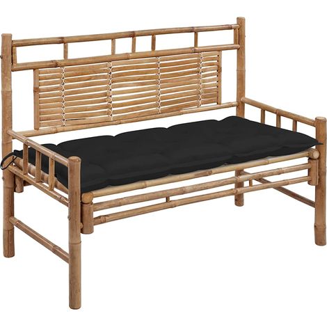 Banc de jardin avec coussin 120 cm Bambou