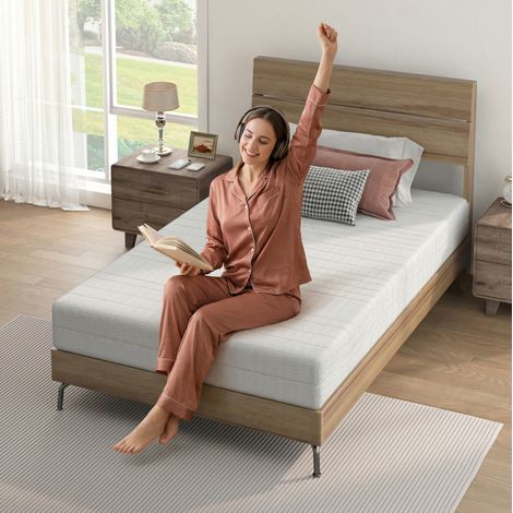 Matelas 160x200 à mémoire de forme hauteur 20 cm, fermeté moyenne, tissu doux, emballé sous vide en rouleau, certifié OEKO-TEX, blanc - CHICFURN (1/5)