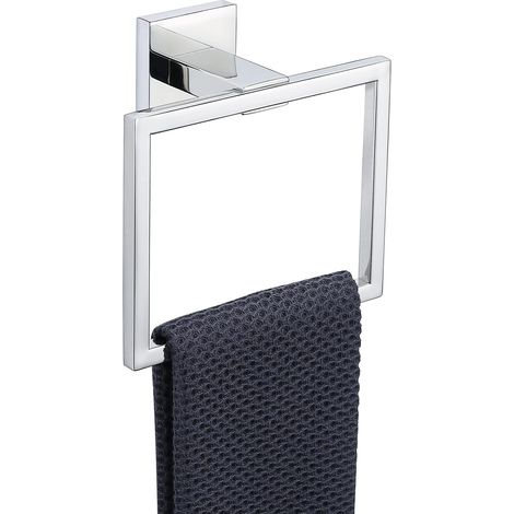 Anneau porte-serviettes carré en acier inoxydable poli pour salle de bain (1/5)