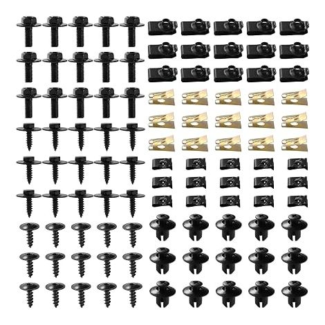 Kit de Clip à Vis et Écrou Vis de Carrosserie pour Ailes de Voitures Garde-Boue Boulons de Agrafes Carrosserie pour Pare-Chocs et Garniture de Porte (1/5)