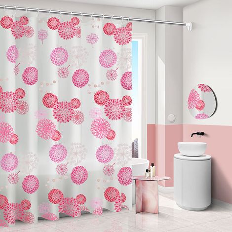 [NEVER USED] Shower Curtain - 180 x 200 cm - Pink Flower Pattern