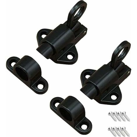 Lot de 2 verrous de porte à ressort automatiques, noirs, pour fenêtres, portes en bois, placard – DELKEVIC
