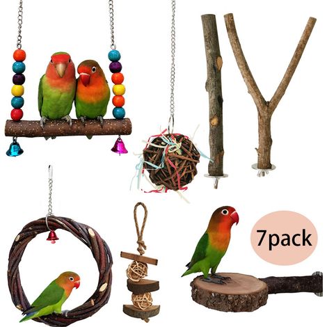 Vogelspielzeug für Papageien, 7 Kauspielzeuge für Vogelkäfige - Papageien-Hängespielzeug