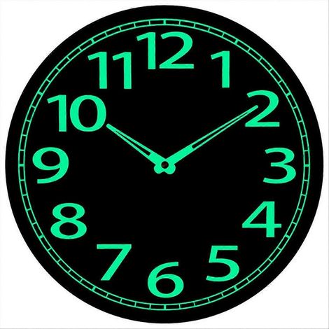 Horloge murale lumineuse en bois phosphorescente, 30 cm, silencieuse et sans tic-tac, à absorption d'énergie. (1/5)