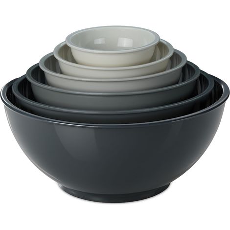 Saladier, Set de 6 pièces, Bols pour Cuisiner et pâtisser, Tailles variées, Plastique, Gris (1/5)