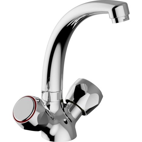 Schläfer 3431412 Rubinetto Lavello Cucina Lavanderia Gruppo Monoforo con Vitone per Lavatoio Lavandino Manopola Tonda in Metallo Bocca Girevole Alta in Ottone Cromo (1/5)