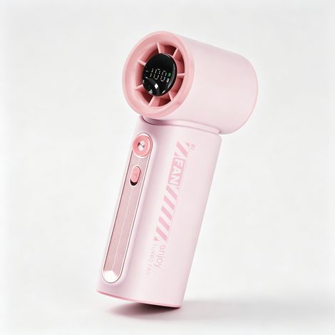 Ventilateur USB 19000RPM – 100 vitesses – Écran –  40dB – 3600mAh – 360° – Poche – Sport, bureau, voyage-Rose (1/4)