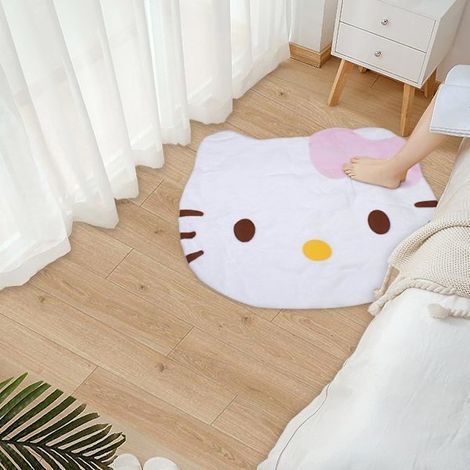 Tapis de dessin animé, tapis rond décoratif kawaii mignon pour chambre à coucher, tapis Hello Kitty ultra doux pour la décoration de chambre de fille (FMY) (1/4)