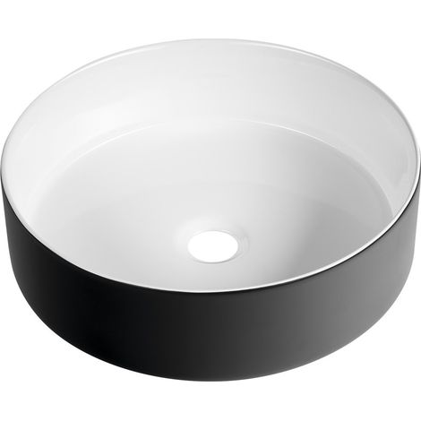 Vasque à poser FIASTRA en céramique, dia. 40cm, noir mat (1/4)