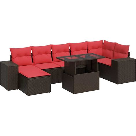 vidaXL Set Divani Giardino 8 pz con Cuscini Marrone Polyrattan Acacia (1/5)