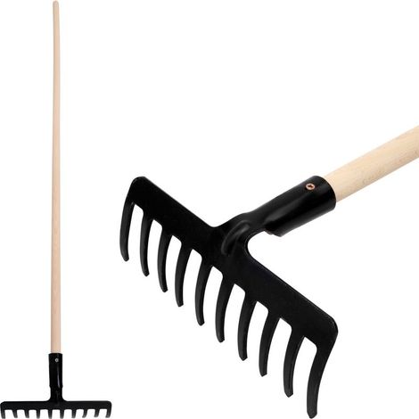 Gartenrechen Strend Pro Premium R-606, 10 Zinken, geschmiedet, Holzstiel
