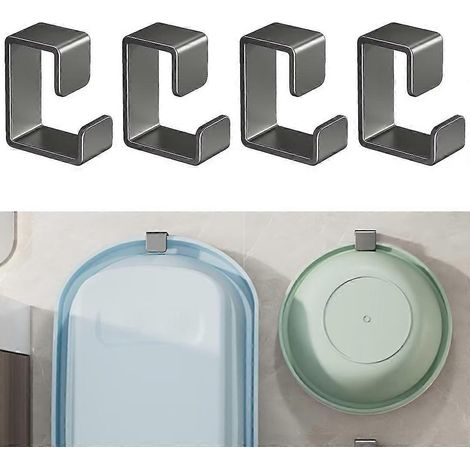 Étagère de lavabo Wabjtam en 4 pièces, auto-adhésive et sans perçage, avec crochets, étagère de rangement pour lavabo de salle de bain et toilettes, étagère de lavabo multifonctionnelle sans perçage (1/5)