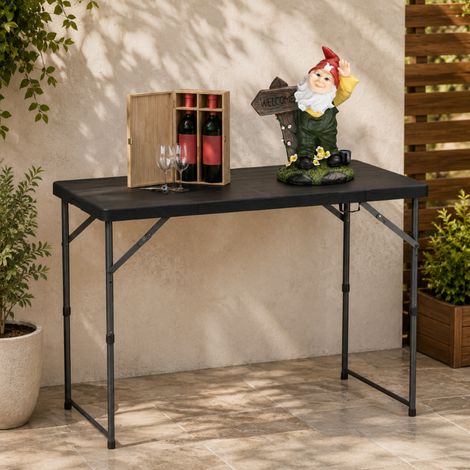 Conjunto de entretenimiento para jardín (2 piezas): Gnomo de jardín de bienvenida y mesa plegable para patio para 6 personas. (1/5)