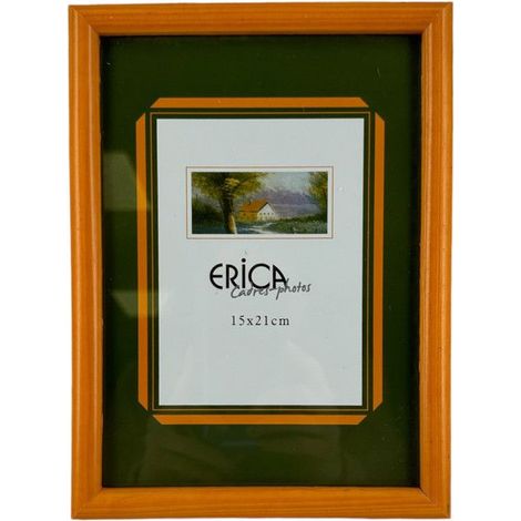 Cadre photo - Pour photo 15x21cm - Bois - Orange - A suspendre ou à poser