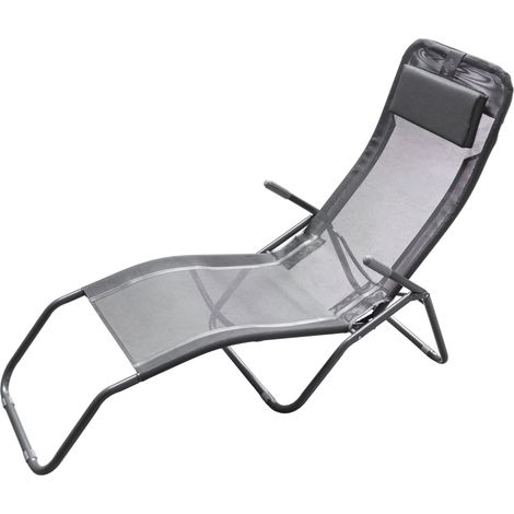 Gesundheitsliege mit Kopfkissen - 190 cm / anthrazit - Klappbare Garten Sonnen Liege
