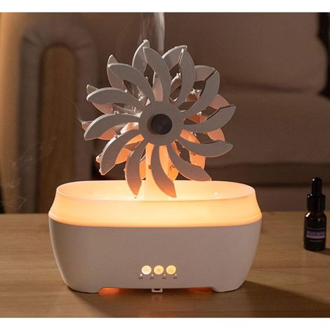Diffusore di aromaterapia Rain Windmill, umidificatore d'aria, goccia d'acqua, oli essenziali Windmill con luce notturna a LED regolabile a 7 colori, telecomando con timer per dormire e rilassarsi (bi