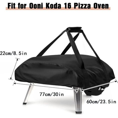 Funda protectora para horno de pizza Ooni Koda 16, 77x60x22cm, tela Oxford 420D, portátil, impermeable, resistente a la intemperie, accesorio para horno de pizza de exterior, color negro.