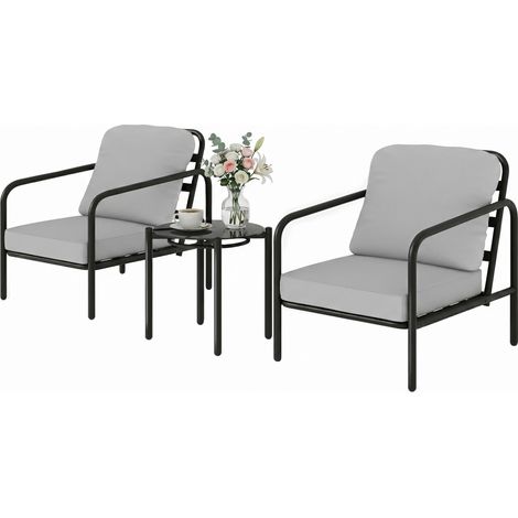 Outsunny Set Tavolo e Sedie da Balcone con Cuscini Spessi per Terrazzo, Nero