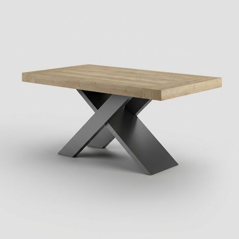 Tavolo allungabile design 12 posti 160/260x90 base antracite Roma - Rovere