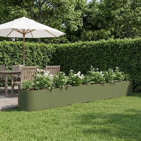 Teenpull – Hochbeet im Garten Olive Grün 380 x 40 x 40 cm Stahl (1/5)