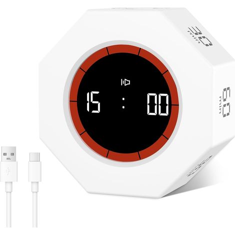 Temporizador Digital - Modo Cuenta Atrás y Temporizador - Para Estudio, Cocina, Entrenamiento - 6 x 6 x 2,8 cm - 62 g - Recargable USB-C (1/5)